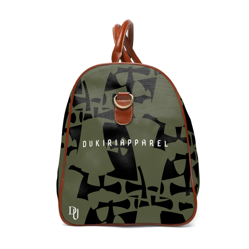 Black-Green Waterproof Travel Bag-Allover Crusader Print