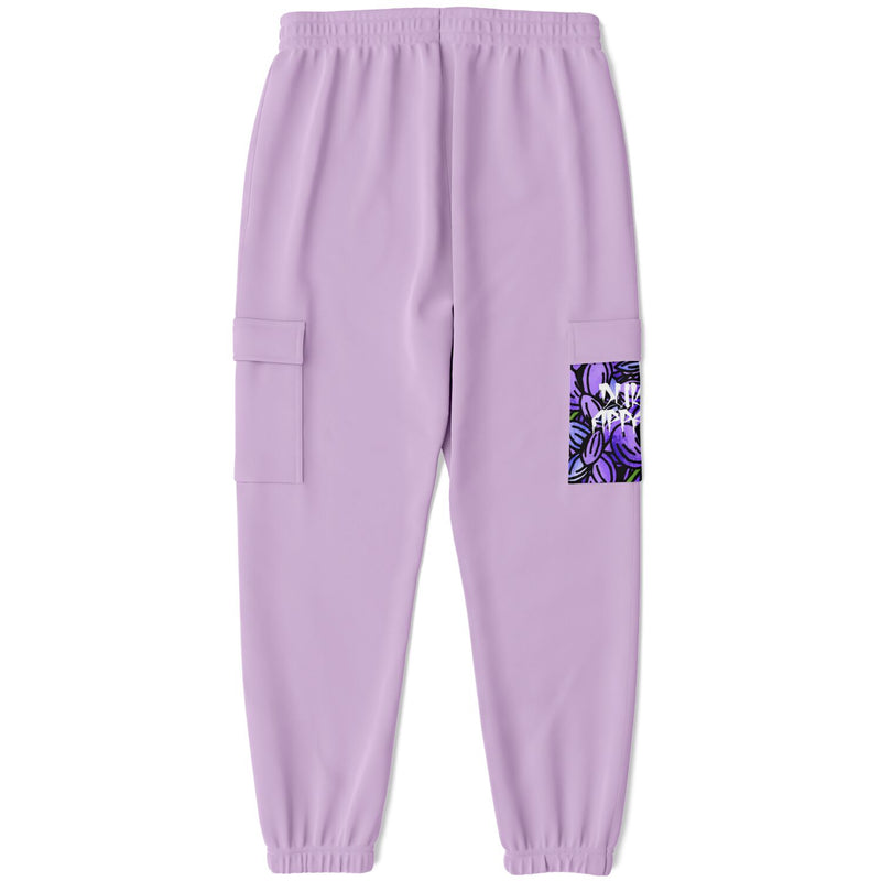 Lavender Lilac Print Recycled Polyester Cargo Sweatpants