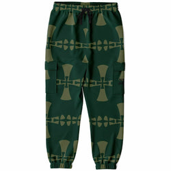 Dark Green Cargo Sweatpants-Allover Olive Green Crusaders Cross