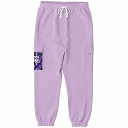 Lavender Lilac Print Recycled Polyester Cargo Sweatpants