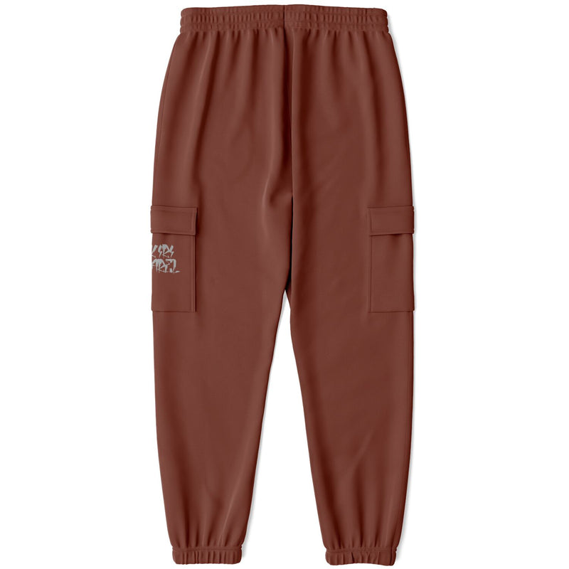 Recycled Polyester Brown Athletic Cargo Sweatpants