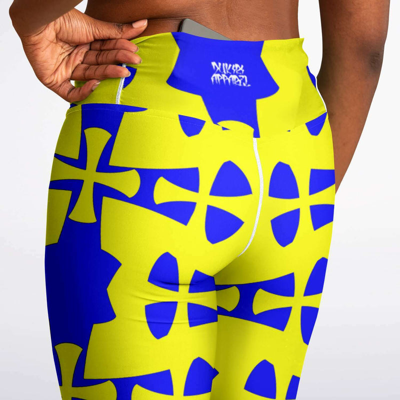 Blue-Yellow Crusader Flare Leggings