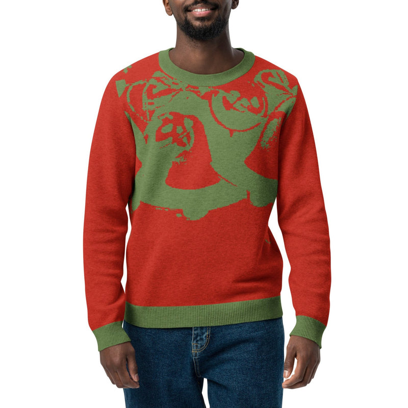 Jingle-Bell-Red-Knitted-crew-neck-sweater-men-front