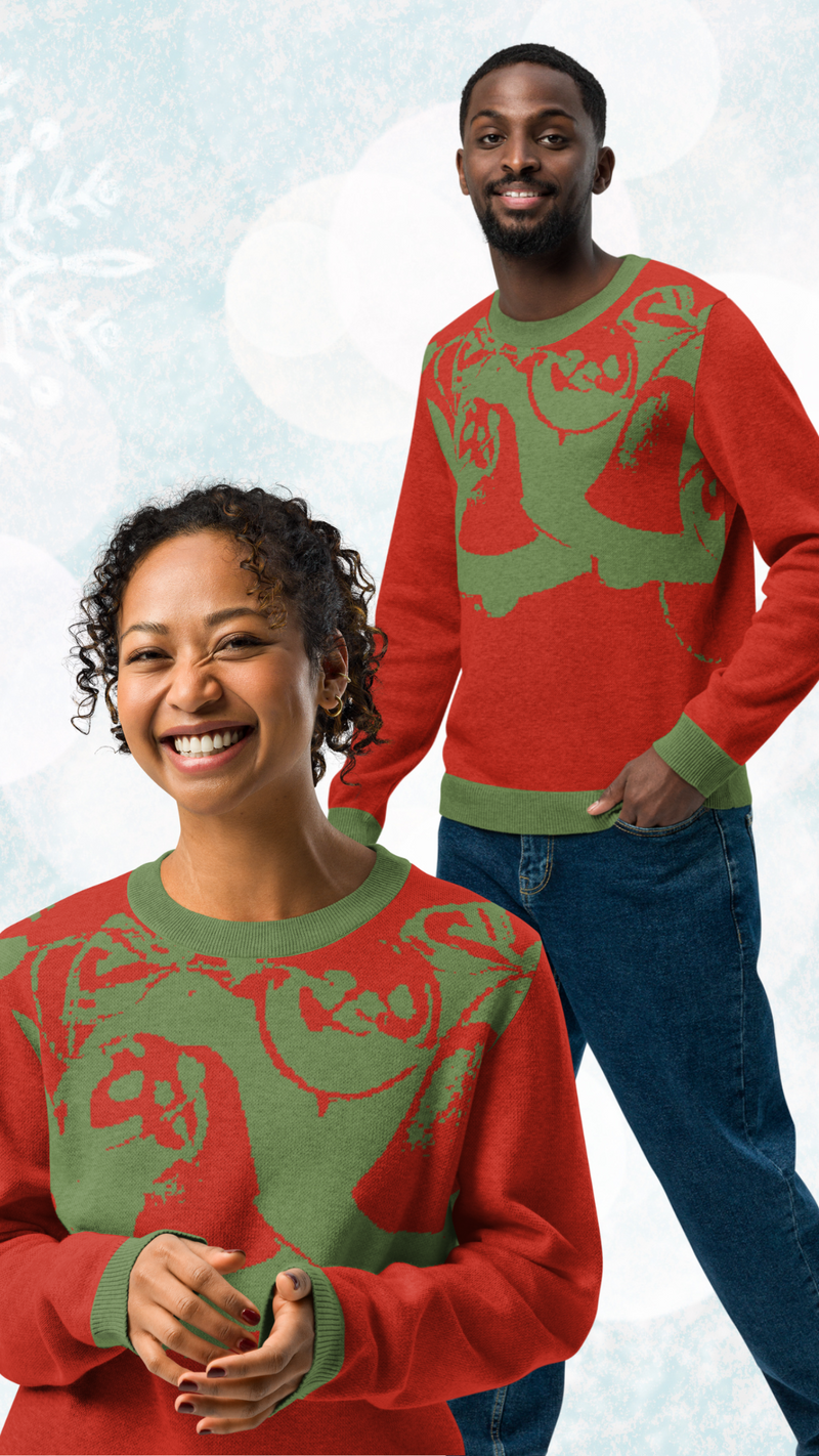 Jingle Bell Red Christmas Knitted crew neck sweater