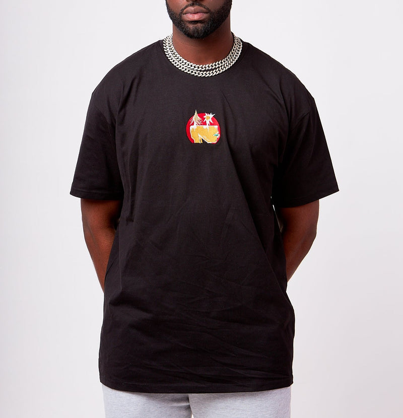 Men’s Black Premium heavyweight tee- The Face Embroidered