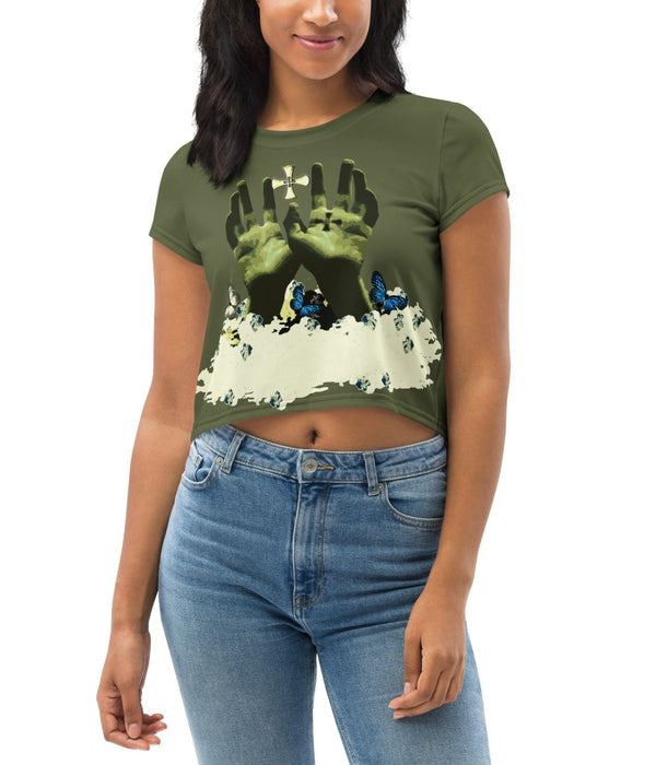 Women's Crop Tee- Saratoga Conquerors Print