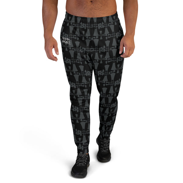 Men's Recycled Black-Gray Joggers-Allover 3 Crusaders Print