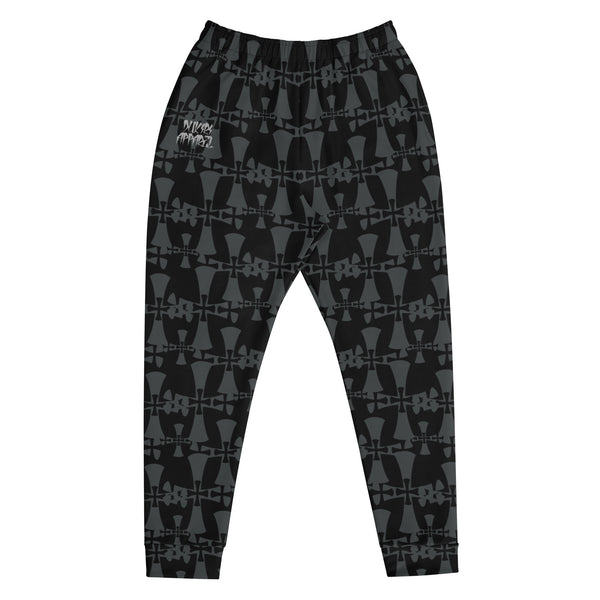 Men's Recycled Black-Gray Joggers-Allover 3 Crusaders Print