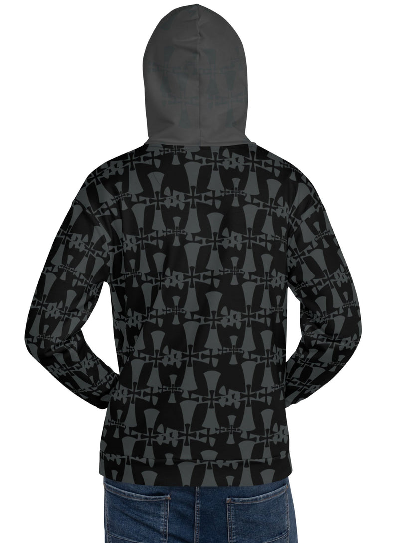 Men's Recycled Black-Gray Hoodie-Allover 3 crusader print