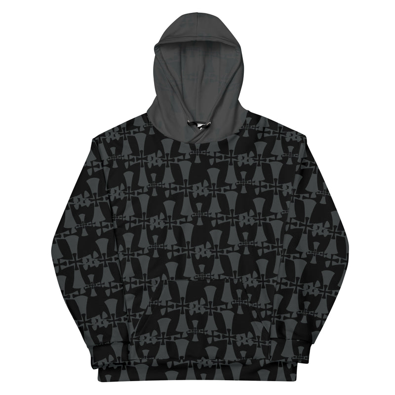 Men's Recycled Black-Gray Hoodie-Allover 3 crusader print