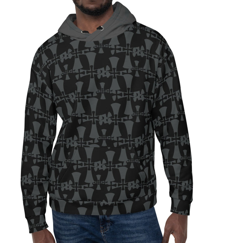 Men's Recycled Black-Gray Hoodie-Allover 3 crusader print