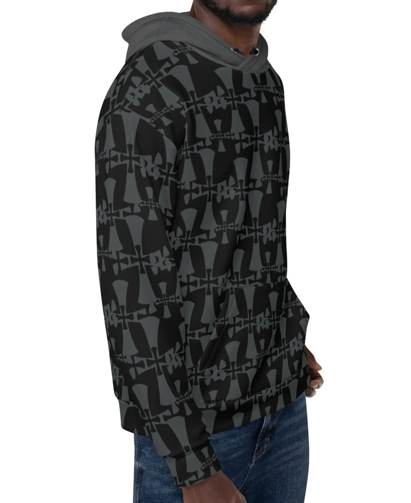 Men's Recycled Black-Gray Hoodie-Allover 3 crusader print