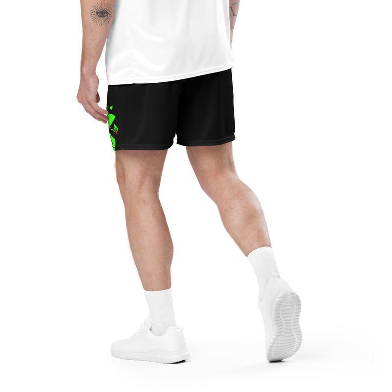 Lime Green Lotus Black mesh shorts