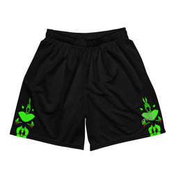 Lime Green Lotus Black mesh shorts