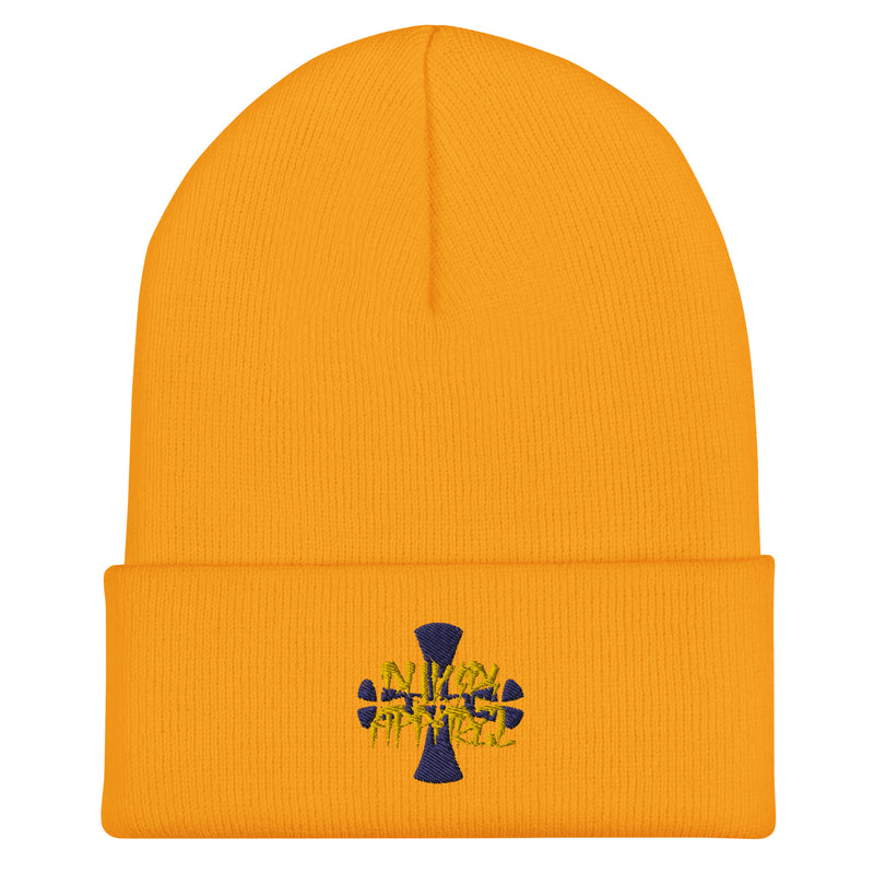 Gold Cuffed Beanie- Embroidered Crusaders Cross Logo