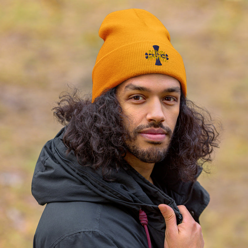 Gold Cuffed Beanie- Embroidered Crusaders Cross Logo