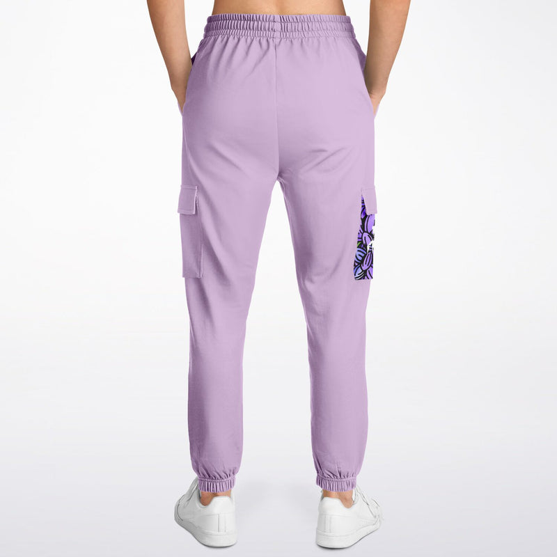 Lavender Lilac Print Recycled Polyester Cargo Sweatpants