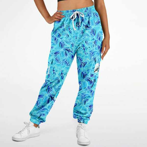 woman wearing Cargo Sweatpants Blue Mint Lilac -Brushed fleece