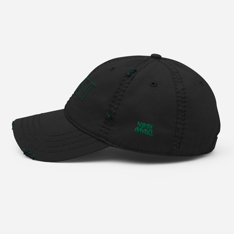 Black Distressed Dad Hat- Embroidered "I Beat it"