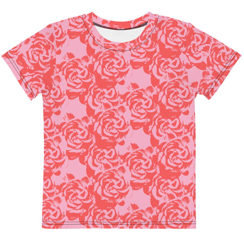 dukiri-apparel-all-over-print-kids-red-rose-pink-crew-neck-t-shirt-garment-front