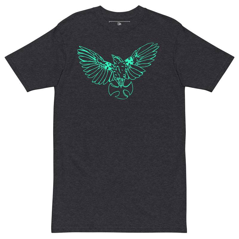 Men’s Charcoal Heather heavyweight tee-Mocking Bird