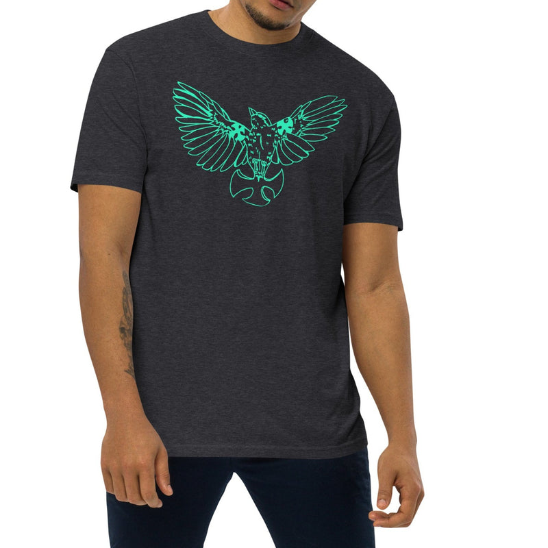 Men’s Charcoal Heather heavyweight tee-Mocking Bird