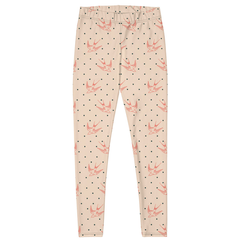 Microfiber yarn leggings-Bird allover print