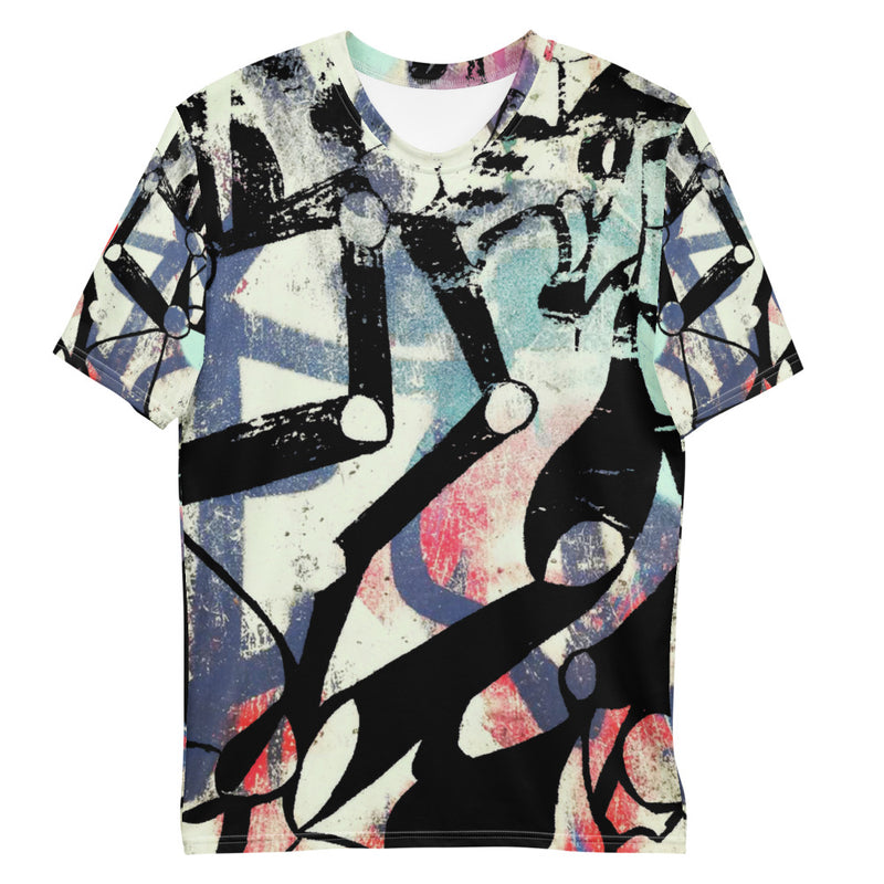 a t - shirt with an abstract painting on it