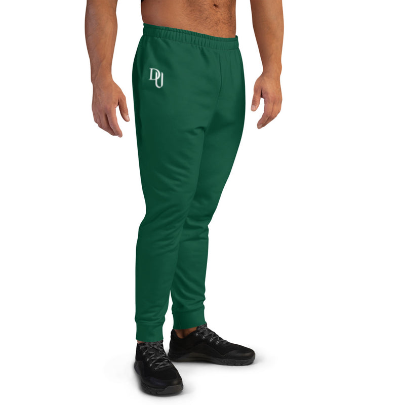 side profile of slim fit men's british green joggers