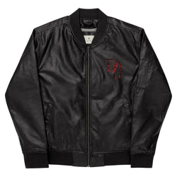 Cubism back patch Leather Bomber Jacket