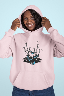 Wondering Butterfly Pink Fleece hoodie