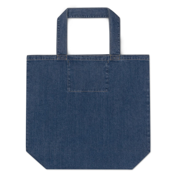 Pink Flower Organic denim tote bag