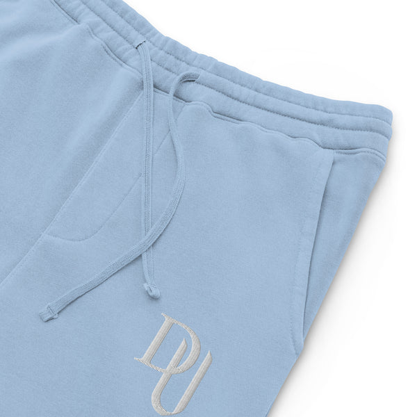 Blue pigment-dyed sweatpants-jersey lined pockets